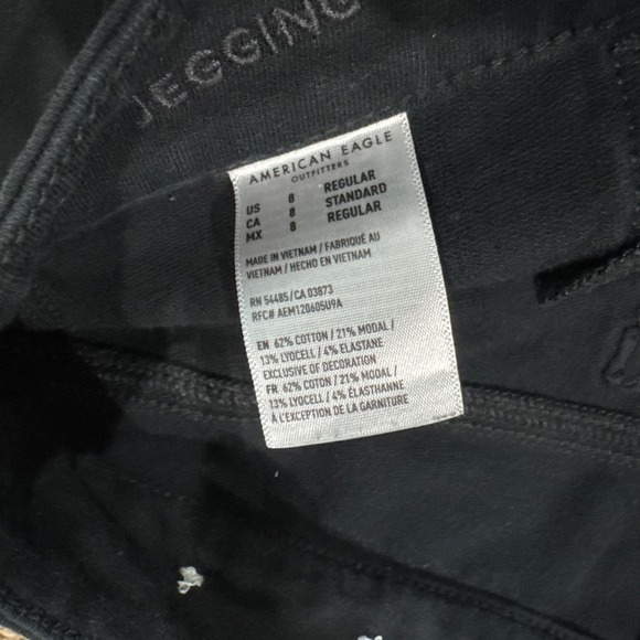 American Eagle Jeans Women's 8 Short Hi Rise Jegging Black Super Stretch Skinny - Picture 4 of 6